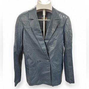 Women's Blue Leather Jacket